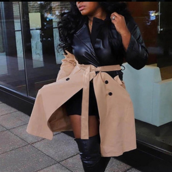 Jackets & Blazers - ⚡️Vegan spliced leather raincoat